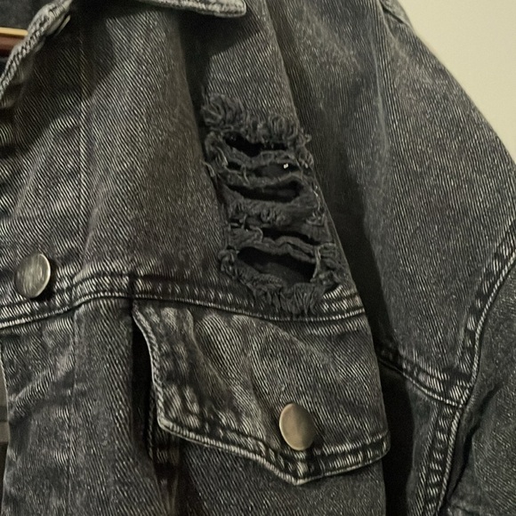 Hayden Black Jean Jacket with Plaid Detail Size M/L - Picture 6 of 6